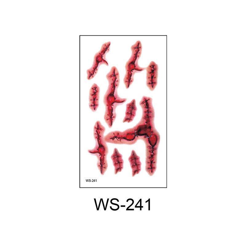 New Halloween Scar Tattoo Stickers for Parties, Horror and Bloody Wound Makeup, Disposable Temporary Scar Stickers