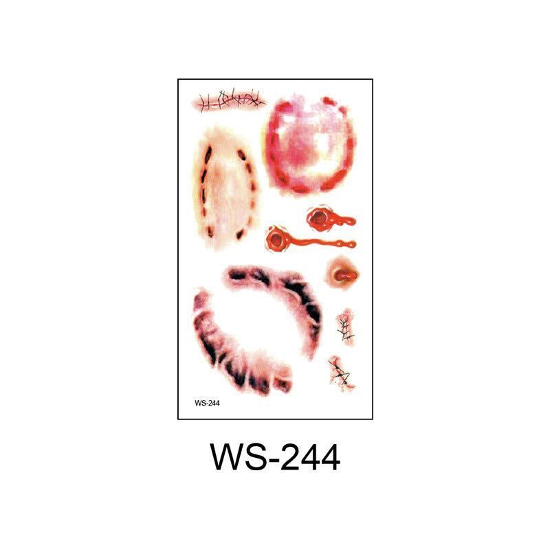 New Halloween Scar Tattoo Stickers for Parties, Horror and Bloody Wound Makeup, Disposable Temporary Scar Stickers