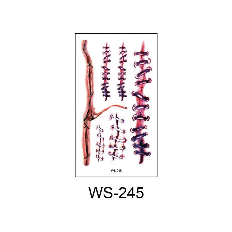 New Halloween Scar Tattoo Stickers for Parties, Horror and Bloody Wound Makeup, Disposable Temporary Scar Stickers