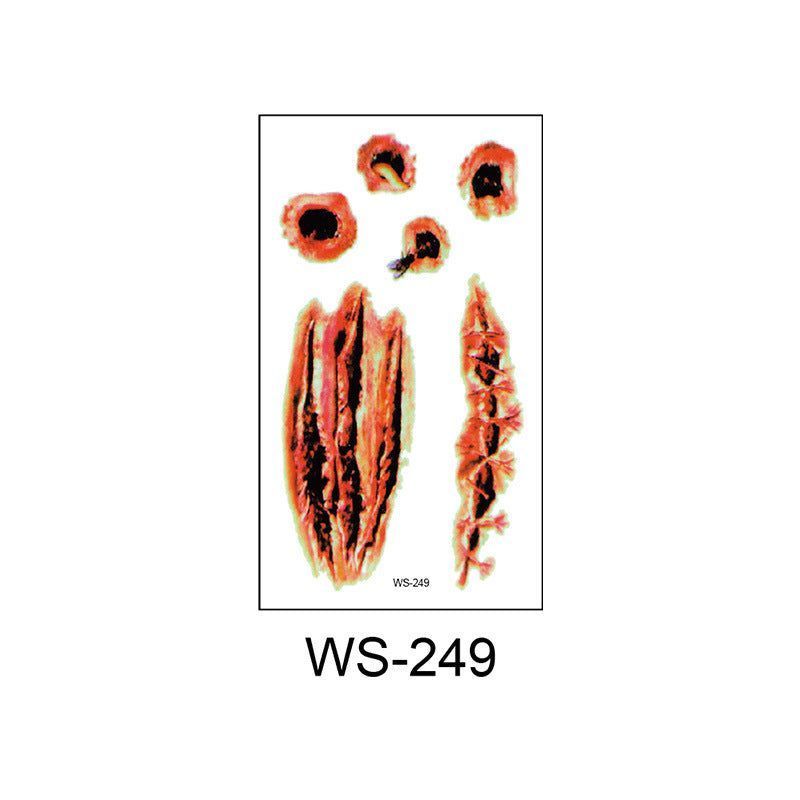 New Halloween Scar Tattoo Stickers for Parties, Horror and Bloody Wound Makeup, Disposable Temporary Scar Stickers