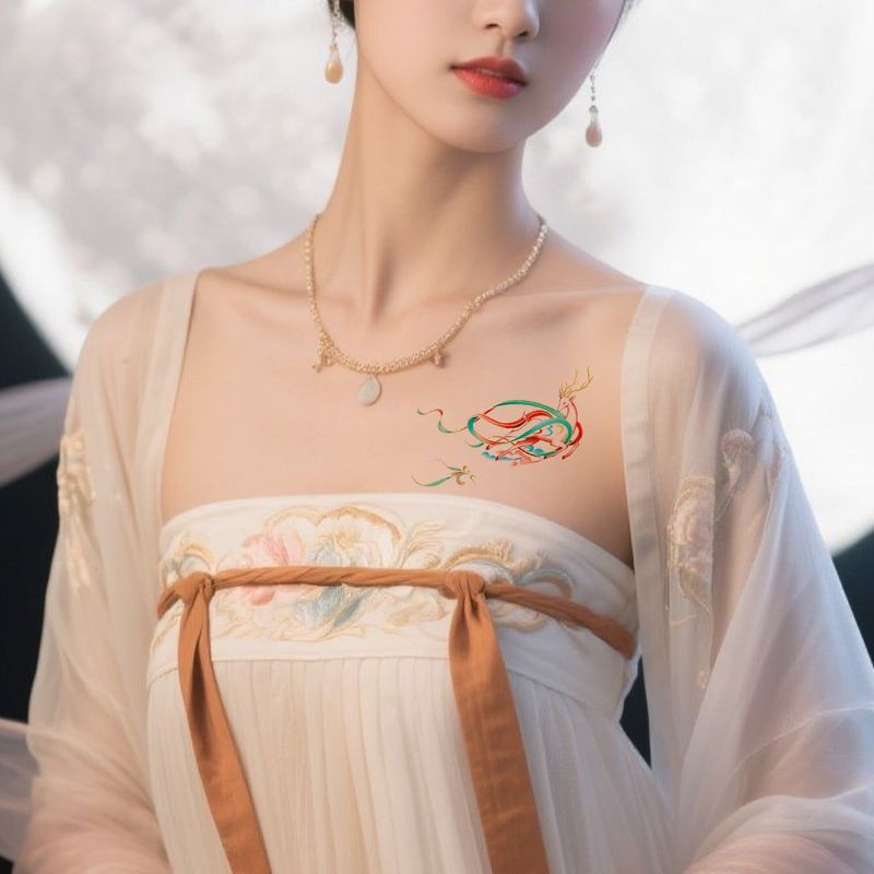 Chinese Antique Koi Bronzing Tattoo Stickers Small Fresh Simulation Beautiful Clavicle Tattoo Stickers Fashion