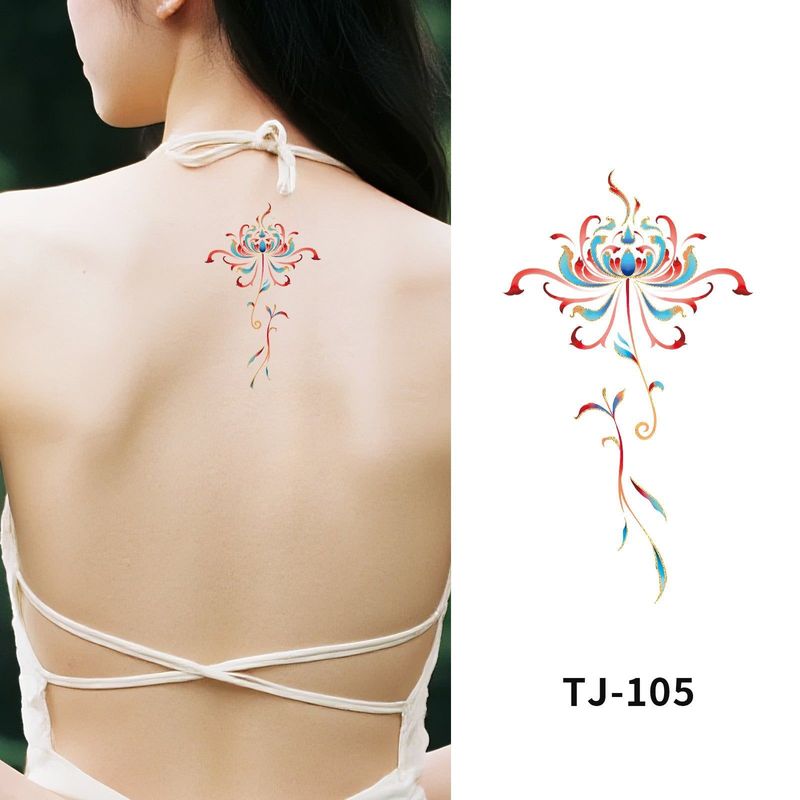 Chinese Antique Koi Bronzing Tattoo Stickers Small Fresh Simulation Beautiful Clavicle Tattoo Stickers Fashion