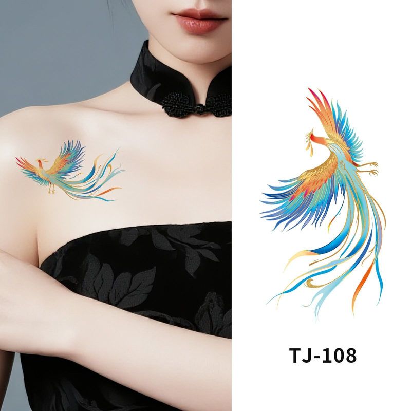 Chinese Antique Koi Bronzing Tattoo Stickers Small Fresh Simulation Beautiful Clavicle Tattoo Stickers Fashion