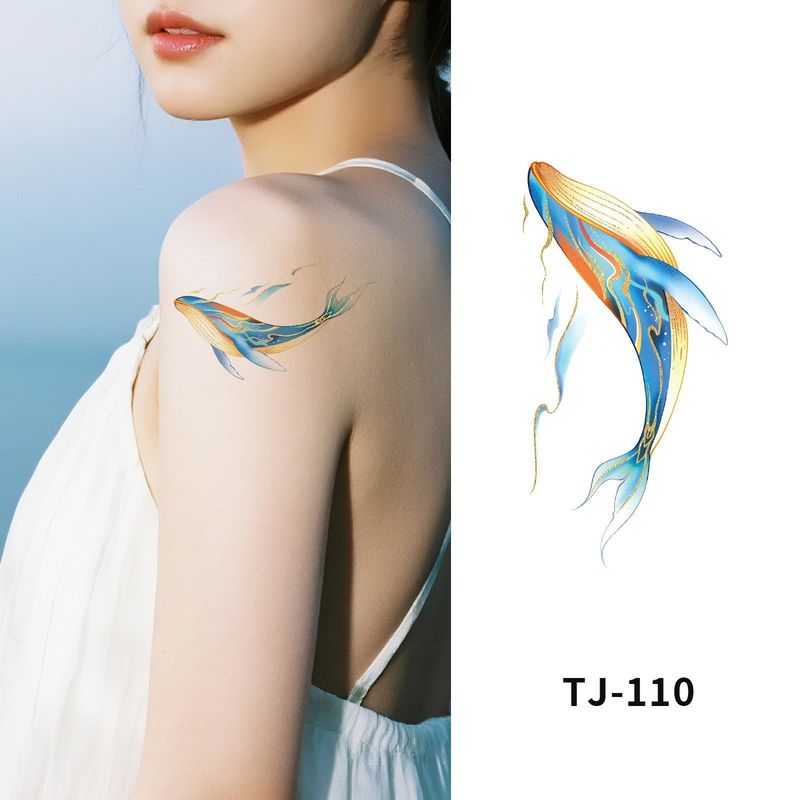 Chinese Antique Koi Bronzing Tattoo Stickers Small Fresh Simulation Beautiful Clavicle Tattoo Stickers Fashion