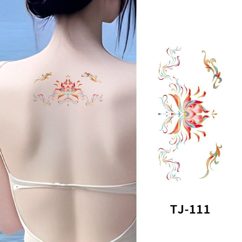 Chinese Antique Koi Bronzing Tattoo Stickers Small Fresh Simulation Beautiful Clavicle Tattoo Stickers Fashion