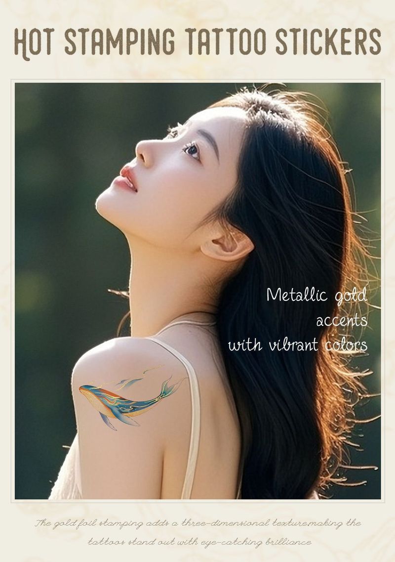 Chinese Antique Koi Bronzing Tattoo Stickers Small Fresh Simulation Beautiful Clavicle Tattoo Stickers Fashion