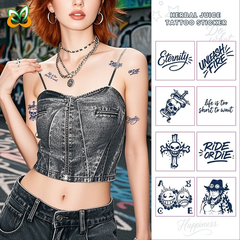 New Waterproof Herbal Juice Tattoo Sticker Cool Trendy Juice Semi-permanent Lasting Color Photography Sticker For Men And Women Fashion