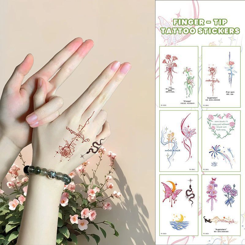 New Finger Tattoo Stickers Cute English Waterproof Long-lasting Collarbone Decorative Bracelet Disposable Tattoo Stickers Fashion