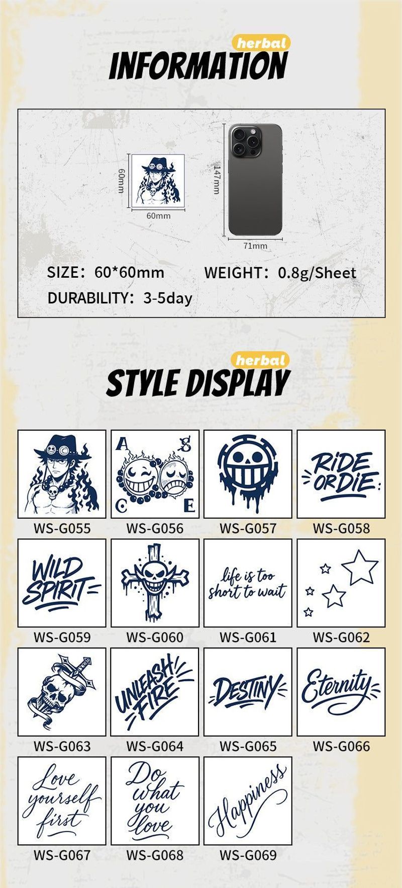 New Waterproof Herbal Juice Tattoo Sticker Cool Trendy Juice Semi-permanent Lasting Color Photography Sticker For Men And Women Fashion