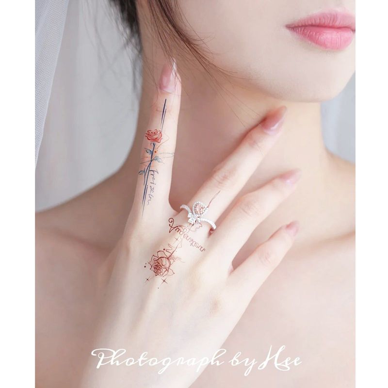 New Finger Tattoo Stickers Cute English Waterproof Long-lasting Collarbone Decorative Bracelet Disposable Tattoo Stickers Fashion