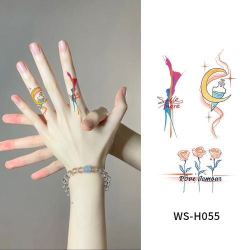 New Finger Tattoo Stickers Cute English Waterproof Long-lasting Collarbone Decorative Bracelet Disposable Tattoo Stickers Fashion