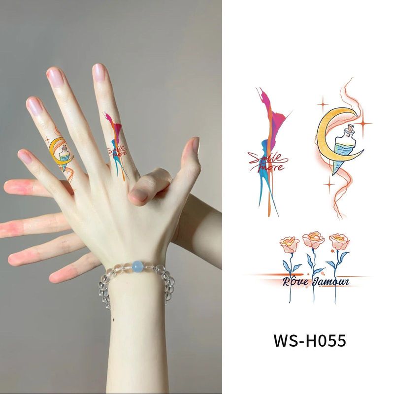 New Finger Tattoo Stickers Cute English Waterproof Long-lasting Collarbone Decorative Bracelet Disposable Tattoo Stickers Fashion