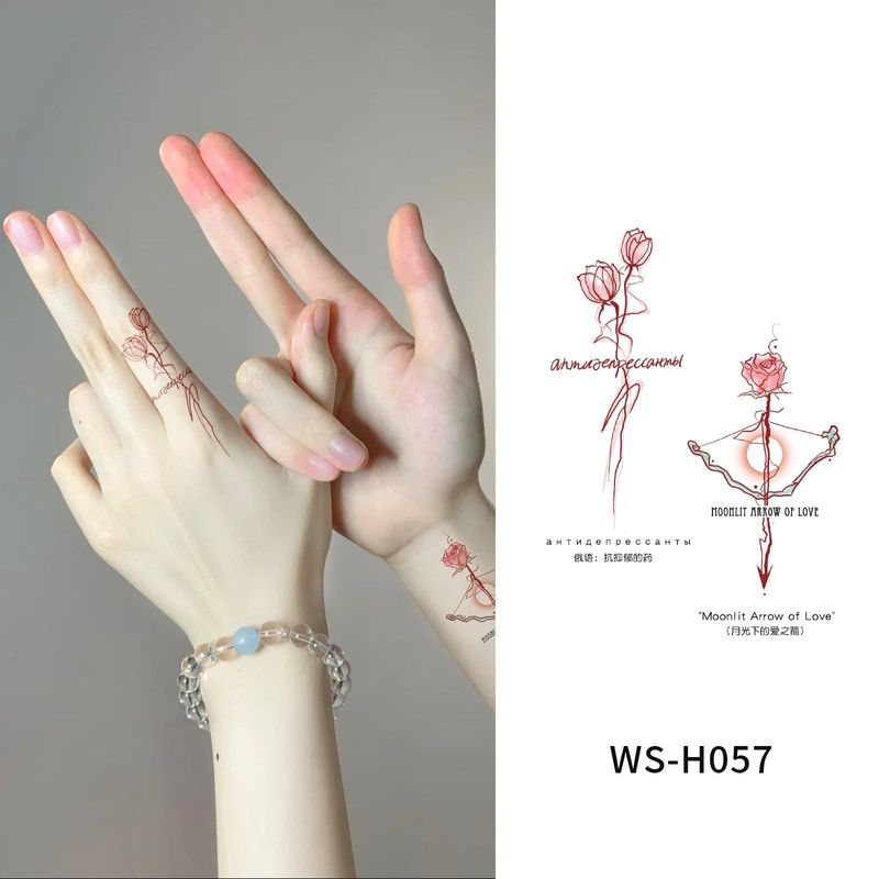 New Finger Tattoo Stickers Cute English Waterproof Long-lasting Collarbone Decorative Bracelet Disposable Tattoo Stickers Fashion