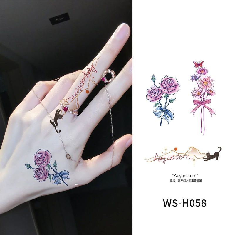 New Finger Tattoo Stickers Cute English Waterproof Long-lasting Collarbone Decorative Bracelet Disposable Tattoo Stickers Fashion
