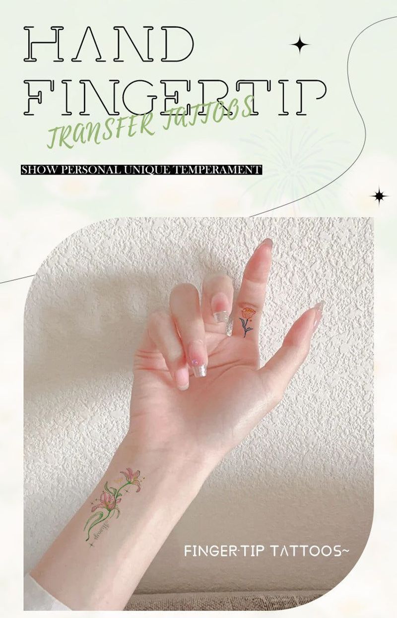 New Finger Tattoo Stickers Cute English Waterproof Long-lasting Collarbone Decorative Bracelet Disposable Tattoo Stickers Fashion