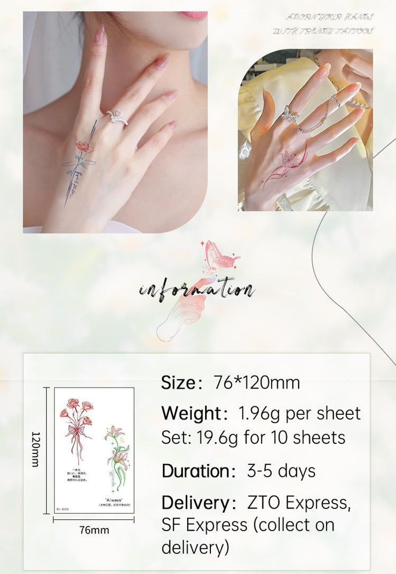 New Finger Tattoo Stickers Cute English Waterproof Long-lasting Collarbone Decorative Bracelet Disposable Tattoo Stickers Fashion