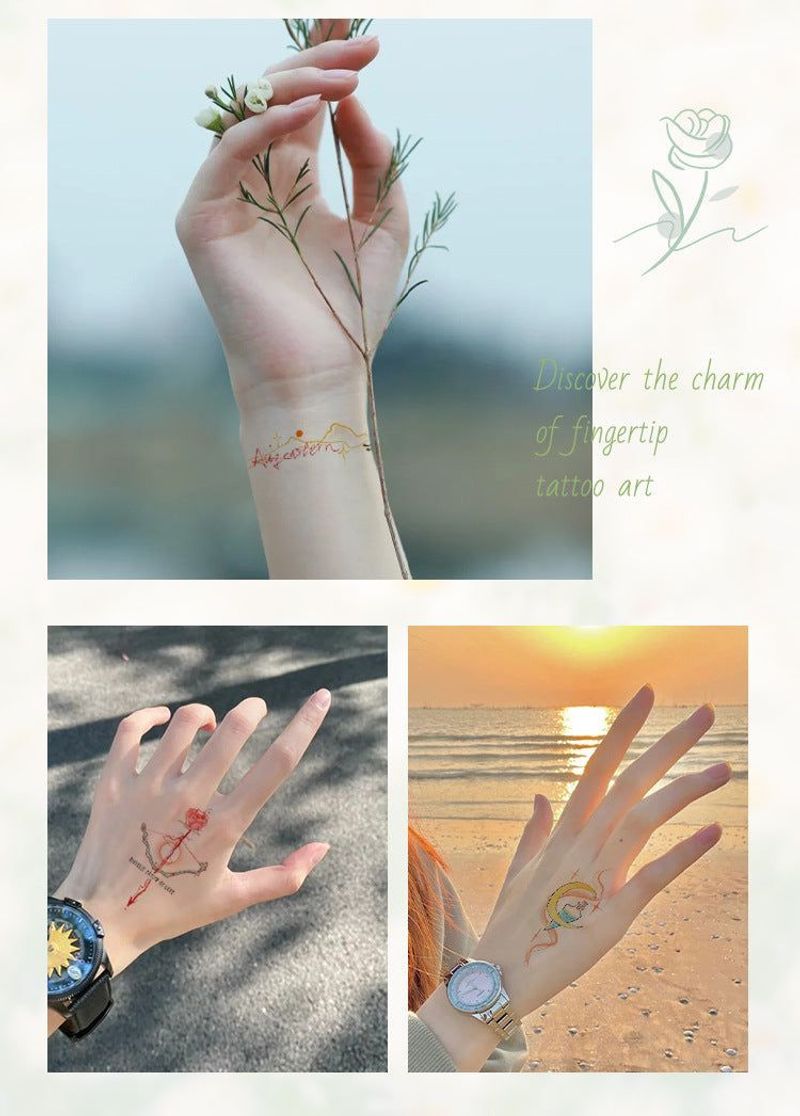 New Finger Tattoo Stickers Cute English Waterproof Long-lasting Collarbone Decorative Bracelet Disposable Tattoo Stickers Fashion