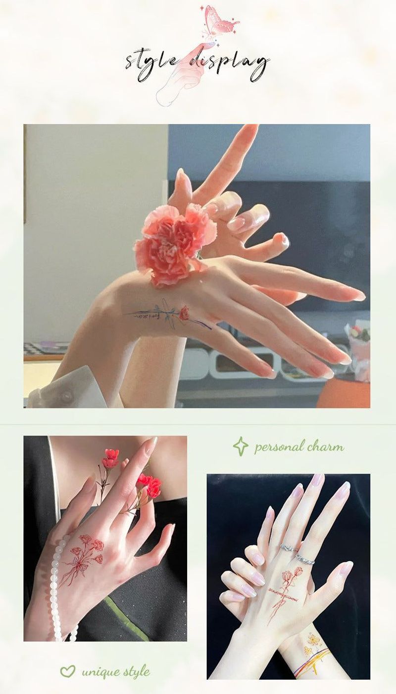 New Finger Tattoo Stickers Cute English Waterproof Long-lasting Collarbone Decorative Bracelet Disposable Tattoo Stickers Fashion