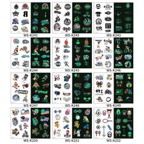 New Luminous Sports Tattoo Sticker Waterproof Sports Exercise Waterproof Sweat Temporary Luminous Arm Face Sticker Night light
