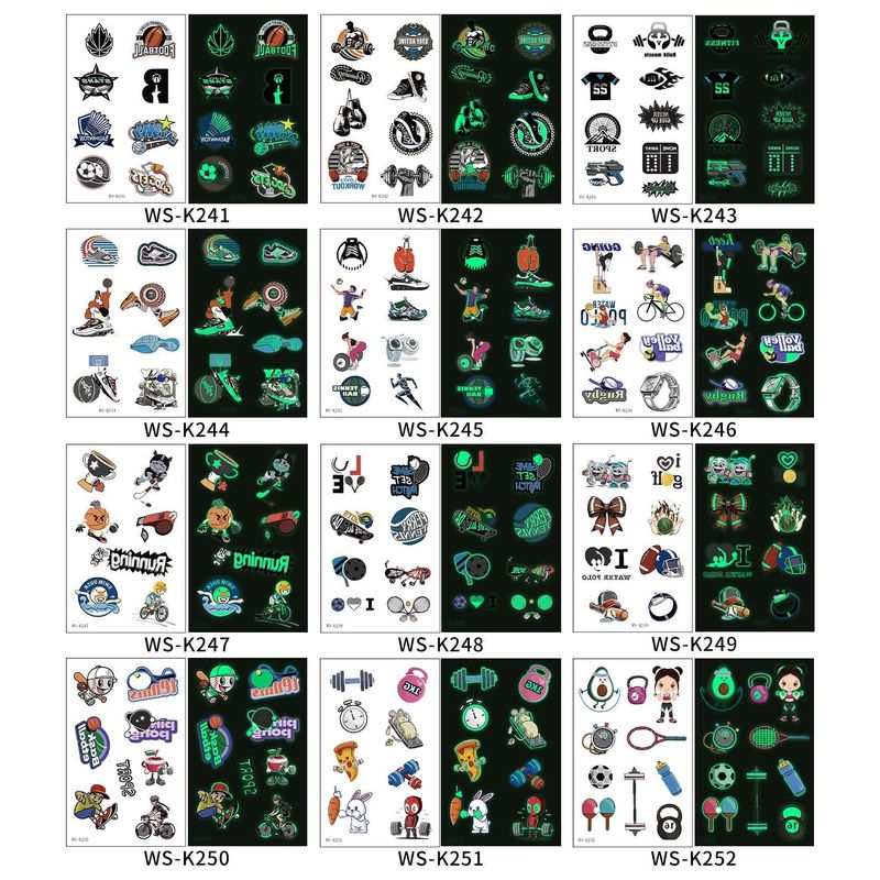 New Luminous Sports Tattoo Sticker Waterproof Sports Exercise Waterproof Sweat Temporary Luminous Arm Face Sticker Night light