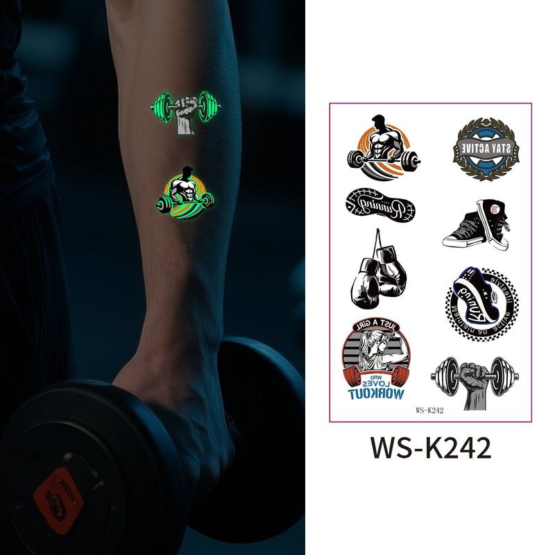 New Luminous Sports Tattoo Sticker Waterproof Sports Exercise Waterproof Sweat Temporary Luminous Arm Face Sticker Night light