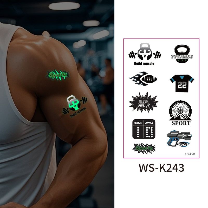 New Luminous Sports Tattoo Sticker Waterproof Sports Exercise Waterproof Sweat Temporary Luminous Arm Face Sticker Night light
