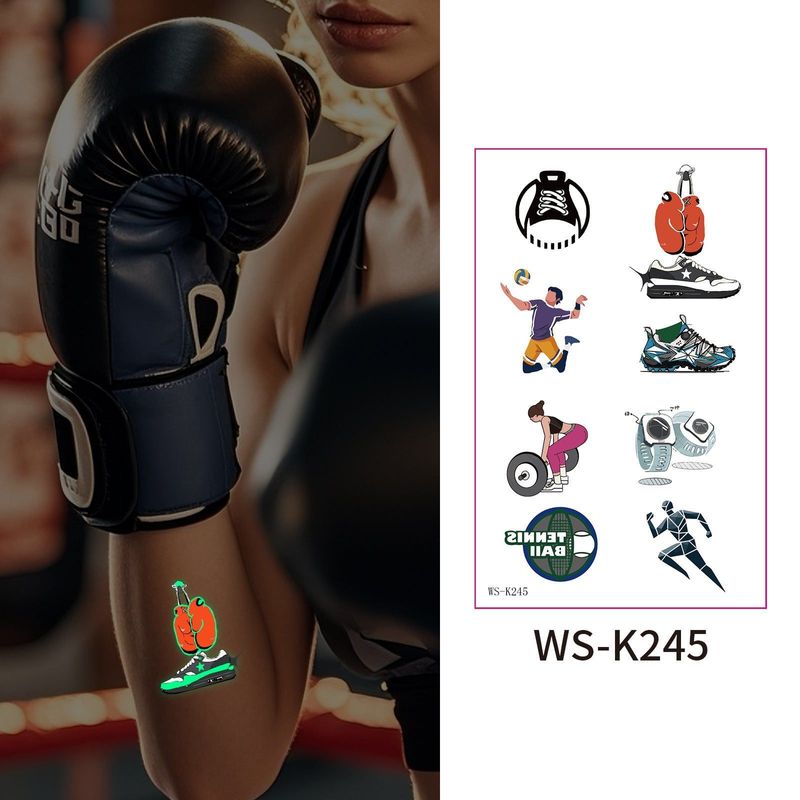 New Luminous Sports Tattoo Sticker Waterproof Sports Exercise Waterproof Sweat Temporary Luminous Arm Face Sticker Night light