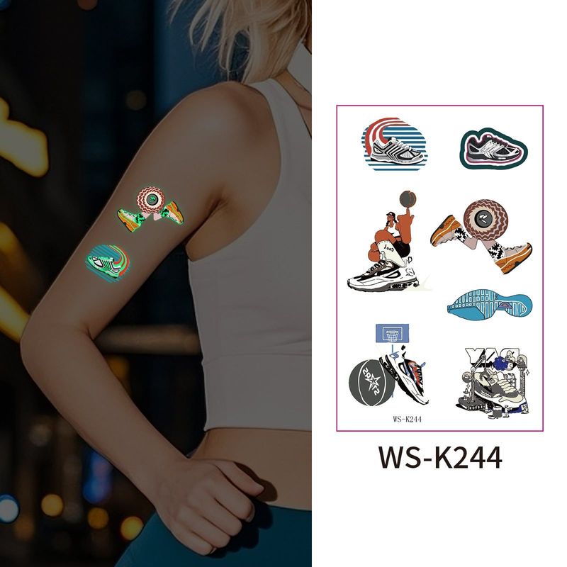 New Luminous Sports Tattoo Sticker Waterproof Sports Exercise Waterproof Sweat Temporary Luminous Arm Face Sticker Night light