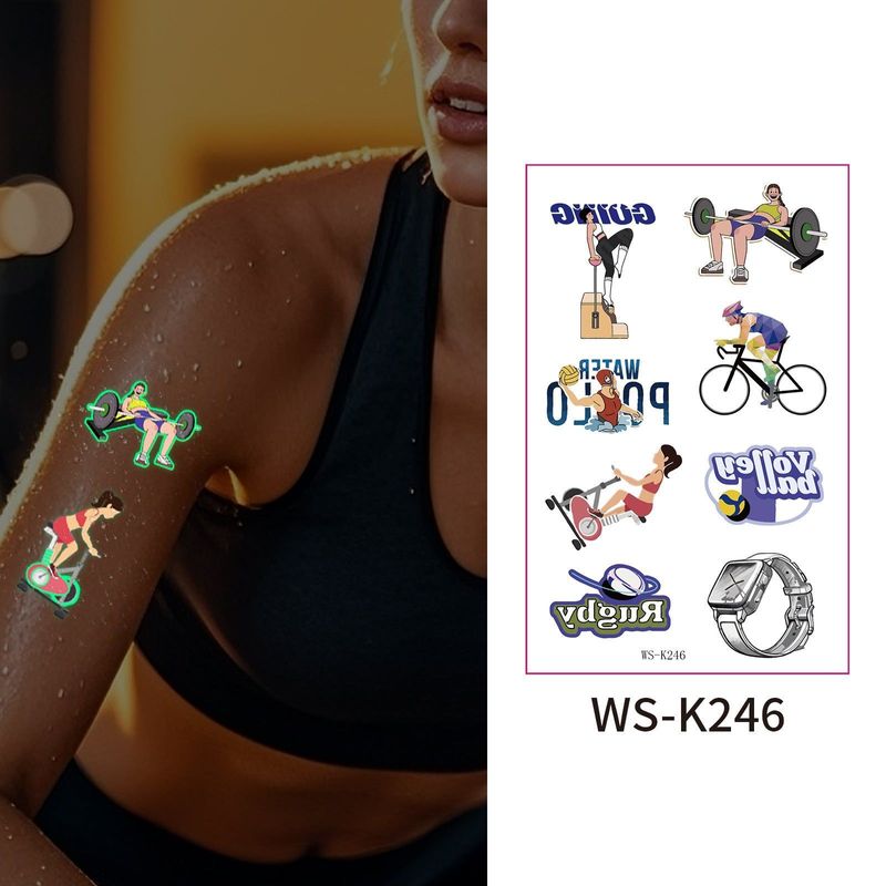 New Luminous Sports Tattoo Sticker Waterproof Sports Exercise Waterproof Sweat Temporary Luminous Arm Face Sticker Night light