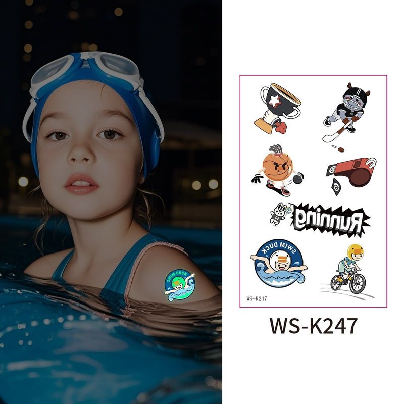 New Luminous Sports Tattoo Sticker Waterproof Sports Exercise Waterproof Sweat Temporary Luminous Arm Face Sticker Night light