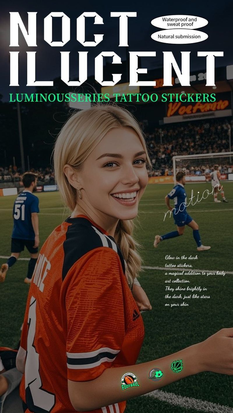 New Luminous Sports Tattoo Sticker Waterproof Sports Exercise Waterproof Sweat Temporary Luminous Arm Face Sticker Night light