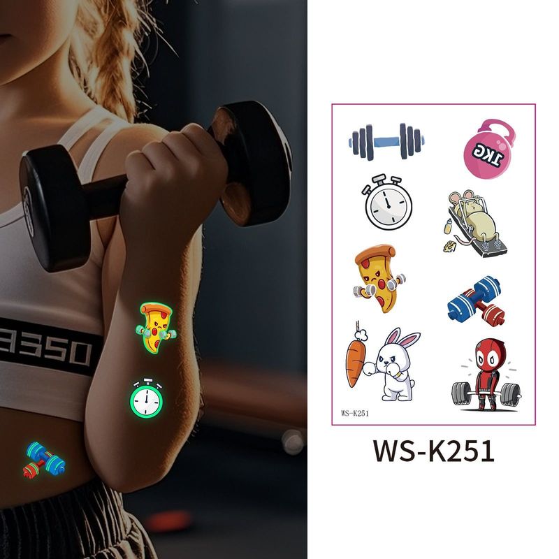 New Luminous Sports Tattoo Sticker Waterproof Sports Exercise Waterproof Sweat Temporary Luminous Arm Face Sticker Night light