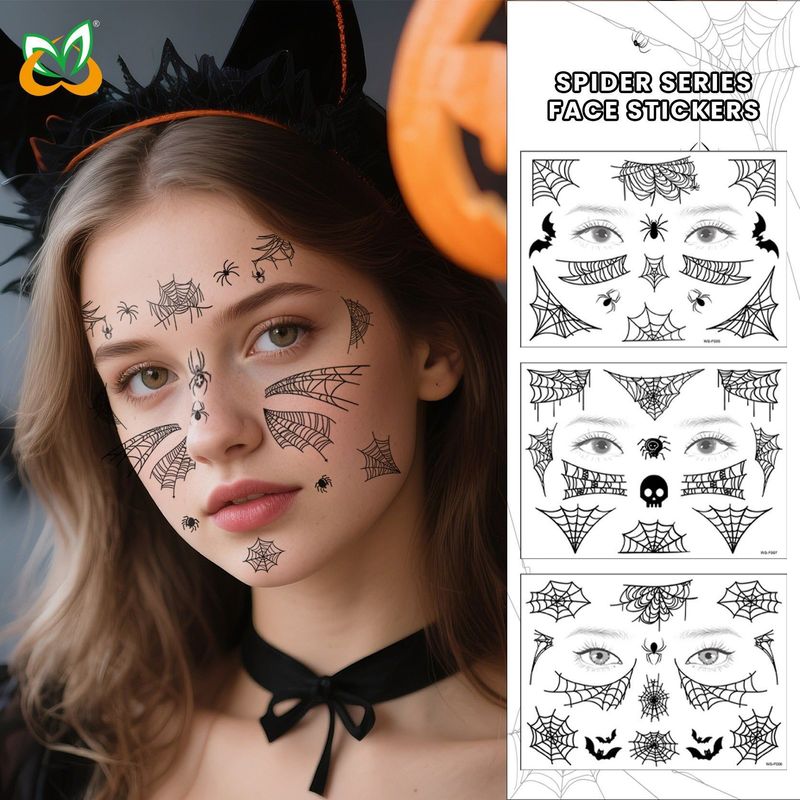 Halloween Spider Series Tattoo Stickers Ghost Festival Party Makeup Stickers Halloween Makeup Waterproof Dark