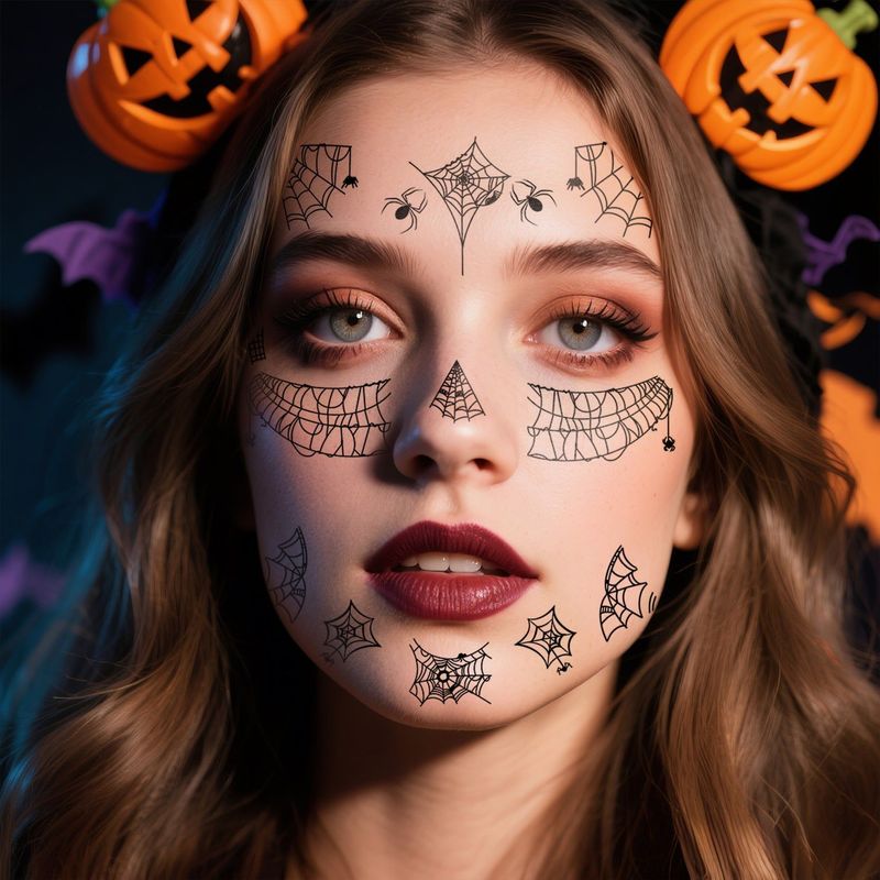 Halloween Spider Series Tattoo Stickers Ghost Festival Party Makeup Stickers Halloween Makeup Waterproof Dark
