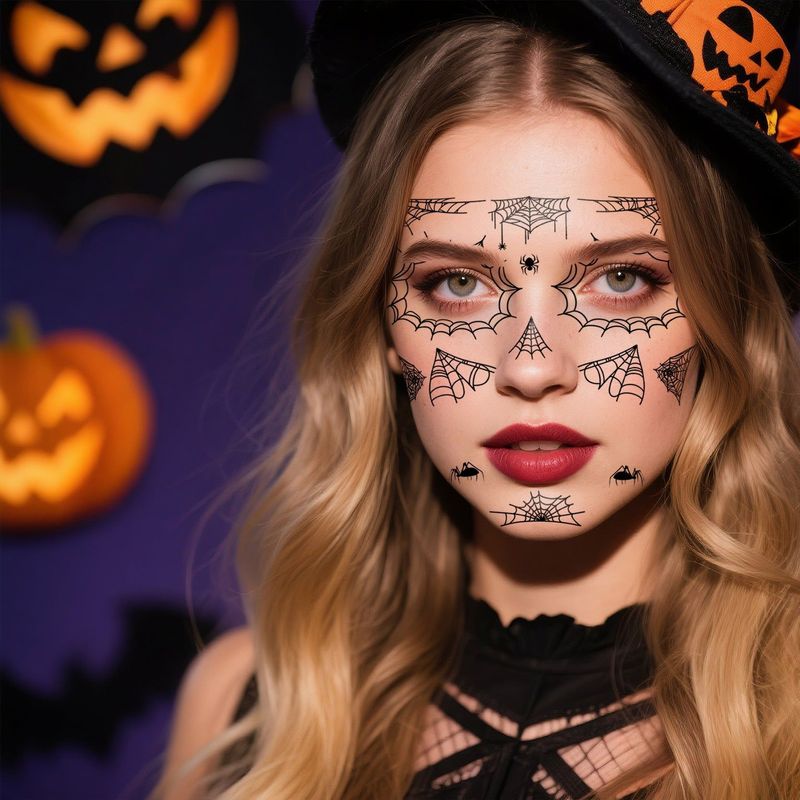 Halloween Spider Series Tattoo Stickers Ghost Festival Party Makeup Stickers Halloween Makeup Waterproof Dark