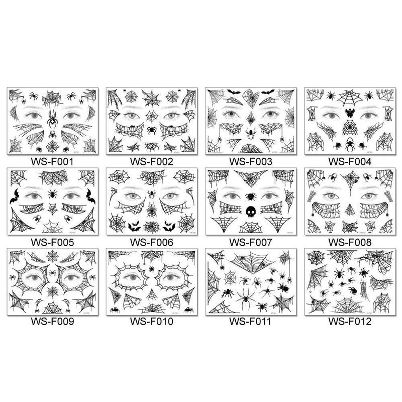 Halloween Spider Series Tattoo Stickers Ghost Festival Party Makeup Stickers Halloween Makeup Waterproof Dark