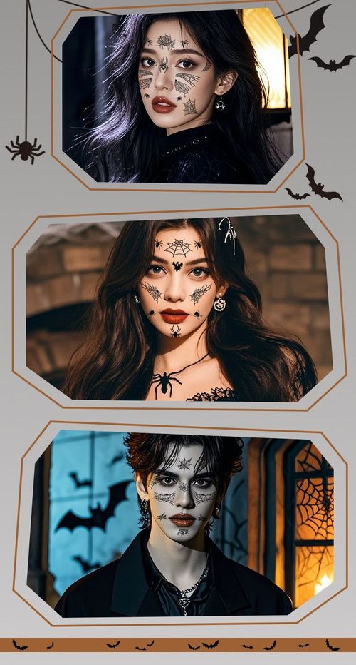 Halloween Spider Series Tattoo Stickers Ghost Festival Party Makeup Stickers Halloween Makeup Waterproof Dark