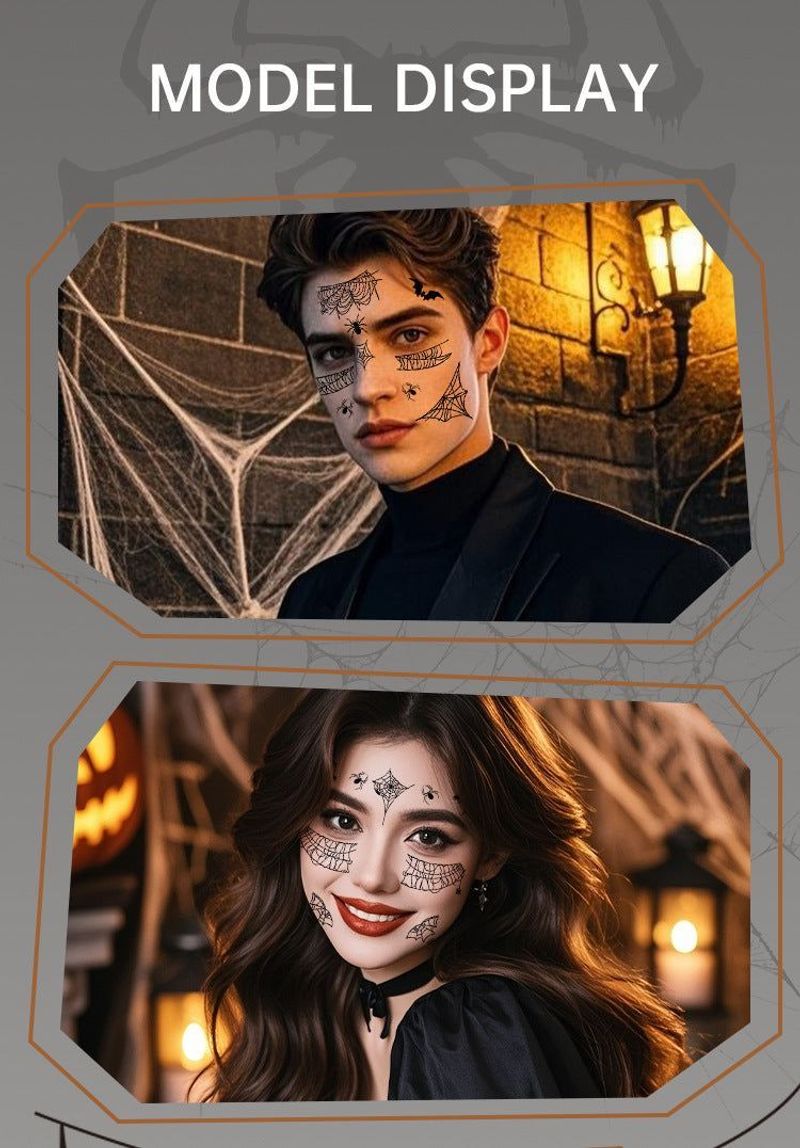 Halloween Spider Series Tattoo Stickers Ghost Festival Party Makeup Stickers Halloween Makeup Waterproof Dark