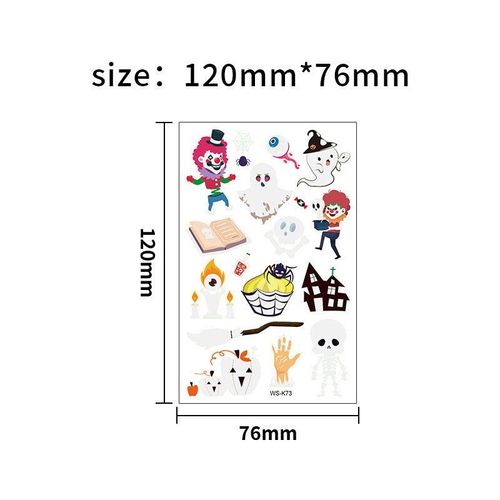 Cartoon Halloween glow-in-the-dark temporary tattoos, waterproof and sweat-resistant, long-lasting green stickers, glow-in-the-dark temporary tattoos for children's faces.