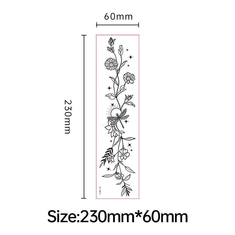 New style floral arm tattoo sticker Waterproof fashionable black and white wild floral tattoo sticker for collarbone and chest Fashion