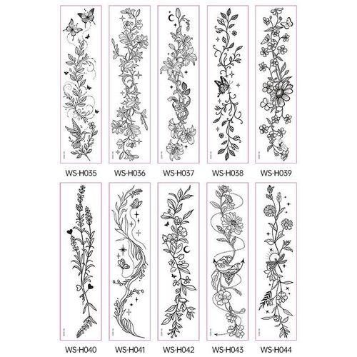 New style floral arm tattoo sticker Waterproof fashionable black and white wild floral tattoo sticker for collarbone and chest Fashion