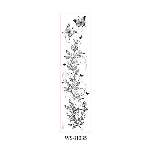New style floral arm tattoo sticker Waterproof fashionable black and white wild floral tattoo sticker for collarbone and chest Fashion