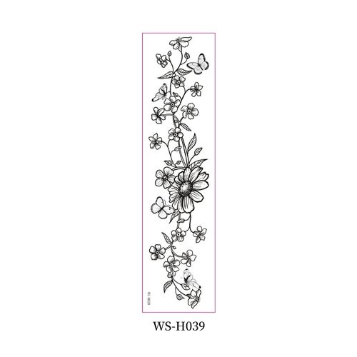 New style floral arm tattoo sticker Waterproof fashionable black and white wild floral tattoo sticker for collarbone and chest Fashion