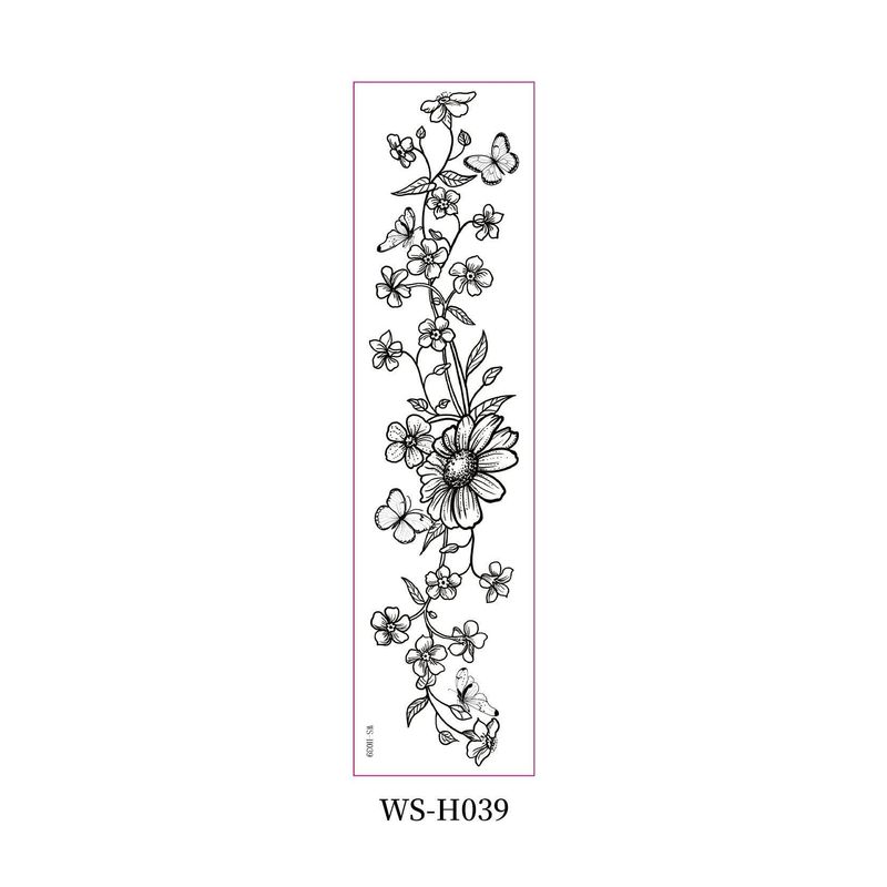 New style floral arm tattoo sticker Waterproof fashionable black and white wild floral tattoo sticker for collarbone and chest Fashion