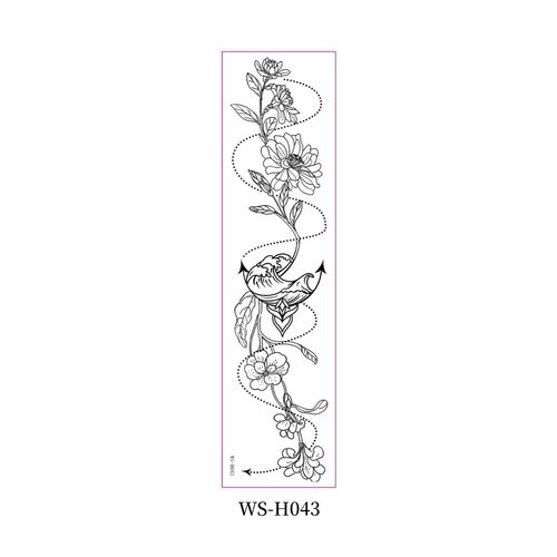 New style floral arm tattoo sticker Waterproof fashionable black and white wild floral tattoo sticker for collarbone and chest Fashion