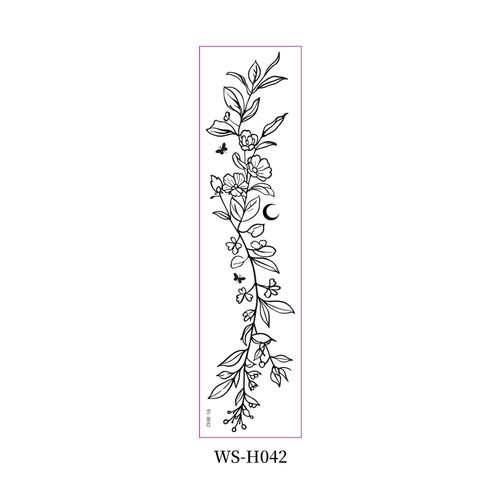 New style floral arm tattoo sticker Waterproof fashionable black and white wild floral tattoo sticker for collarbone and chest Fashion