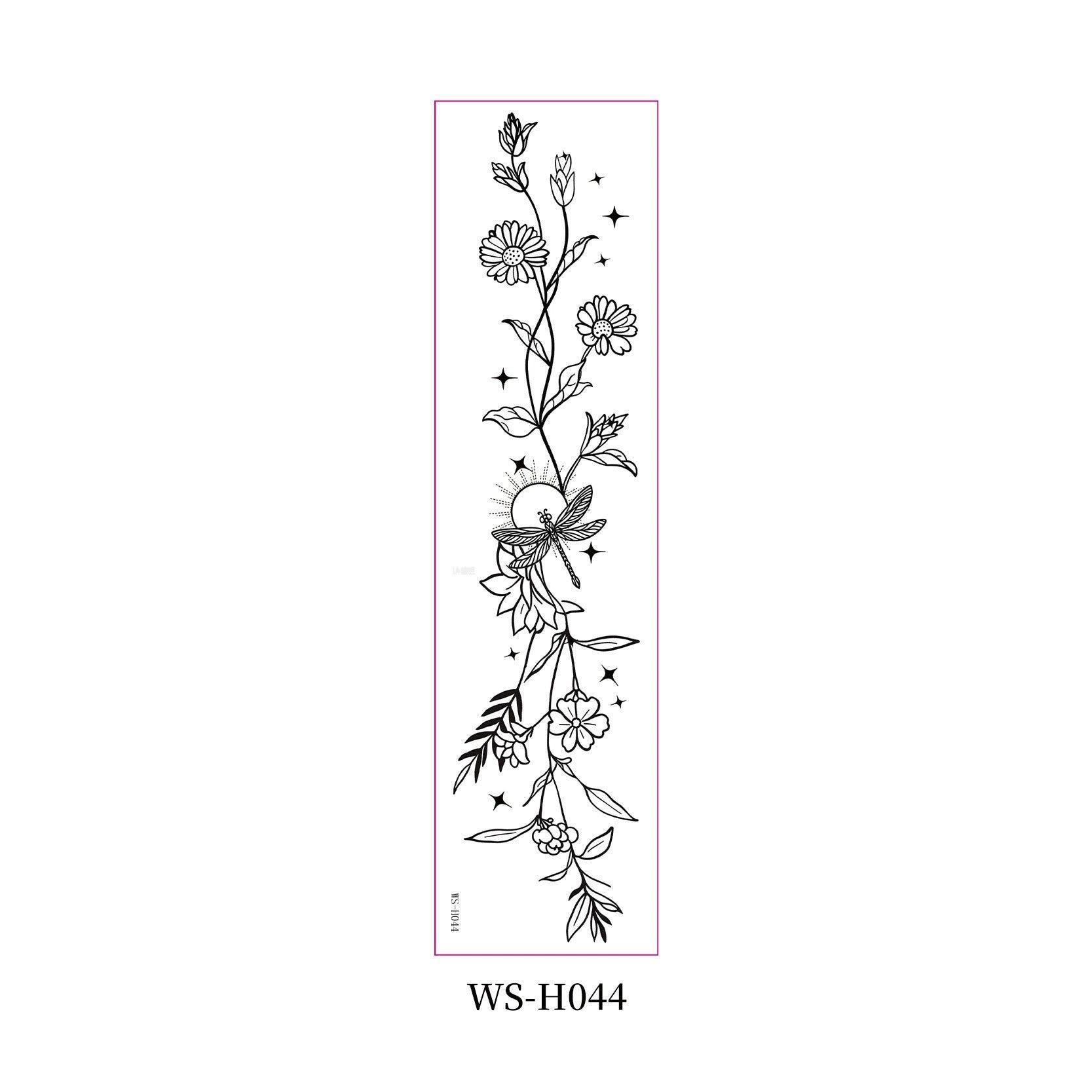 New style floral arm tattoo sticker Waterproof fashionable black and white wild floral tattoo sticker for collarbone and chest Fashion