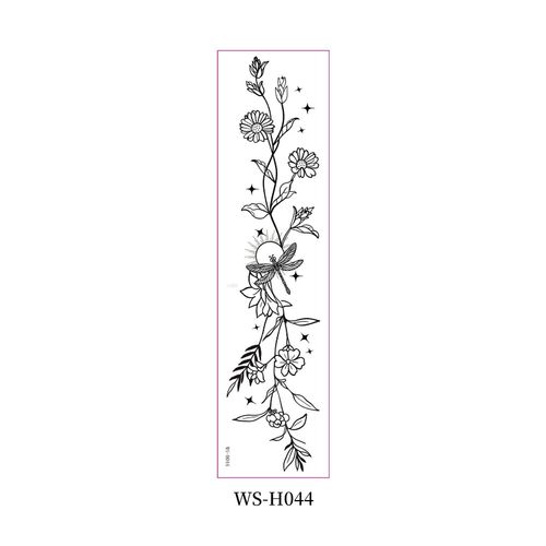 New style floral arm tattoo sticker Waterproof fashionable black and white wild floral tattoo sticker for collarbone and chest Fashion