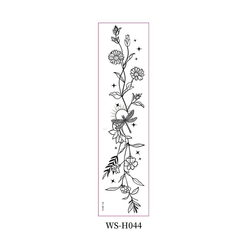 New style floral arm tattoo sticker Waterproof fashionable black and white wild floral tattoo sticker for collarbone and chest Fashion