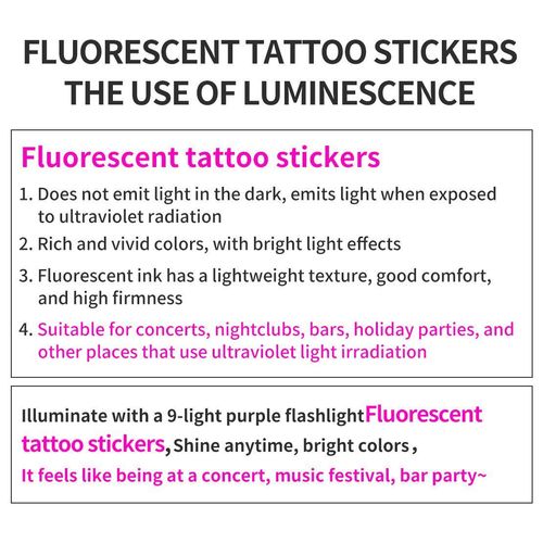 New Electric Syllable Advanced Sense Fluorescent Tattoo Sticker Waterproof Sweat Nightclub Ball Luminous Tattoo Sticker Night light